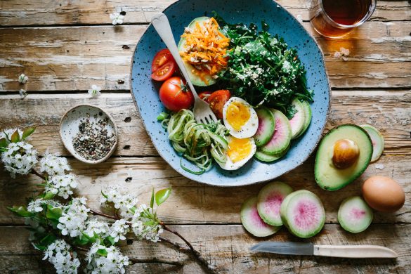 A photo of healthy foods on a table